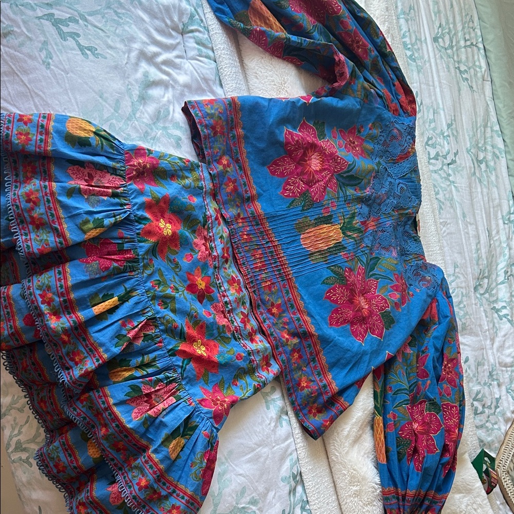 FARM Rio Blue Floral Mini Skirt and top set